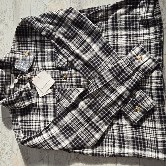 NWT Beachlunchlounge Shacket Shirt Jacket Size XS Small Flannel - Picture 9 of 10